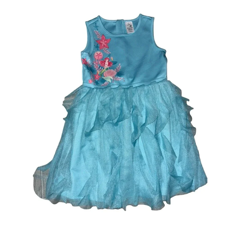 Disney Ariel Little Mermaid Blue Tulle Dress Girls Sleeveless Costume Size XS - Picture 6 of 6